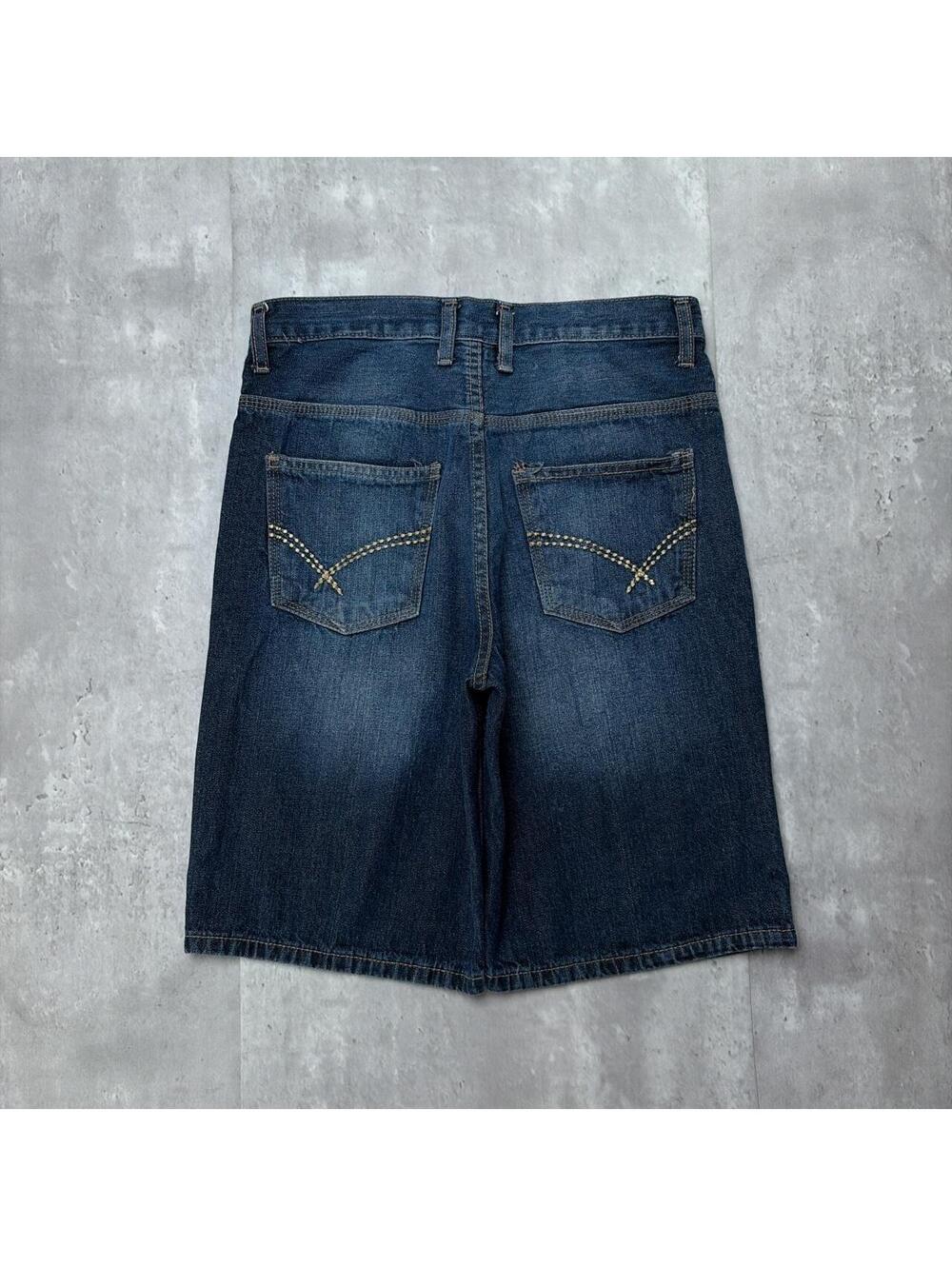 Y2K Dark Wash Free Planet Grunge Baggy Skater Denim Jorts